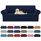 2025 New Stretch Sofa Slipcovers Couch Cover For 3 Cushion Furniture Protector Sofa Covers With Elastic Bottom Jacquard Fabric Small Checks For Pets, Kids -Sofa, Navy