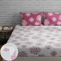 Huesland By Ahmedabad Cotton 144 Tc Elastic Fitted Bedsheet Queen Size Cotton With 2 Pillow Covers  Color | 5Ft X 6.5Ft | White