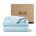 Rest® Evercool®+ Starter Sheet Set, Full, Light Blue, Breathable Bed Sheet For Hot Sleeper And Night Sweats, With Pillowcases, Ionic+ Self-Cleaning Silver Yarn For Sensitive Skin, 3Pcs No Flat Sheet