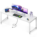 Coleshome 71 Inch Computer Desk with USB Ports, Large Office Desk, Long Study Student Writing Desk, White