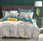 Sleepbella Comforter Twin Size, 600 Thread Count Cotton Grey Branch With Yellow Turquoise Polka Dot Pattern Green Reversible Com