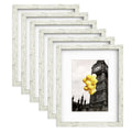 BSRHOME 8x10 Picture Frame Set with Mat for Wall Collage - 6 pcs Distressed White Farmhouse Photo Frames for Hanging Wall or Tab