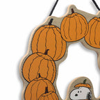 Open Road Brands Peanuts Snoopy Jack-O-Lantern Halloween Wreath Hanging Wood Wall Decor - Fun Snoopy Halloween Sign For Home