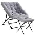 Oakham Comfy Chair For Adults, Soft Faux Fur Folding Lounge For Bedroom Living Room Dorm Rooms Flexible Reading Chair For Teens Kids, X-Large Foldable (Ottoman-Grey)