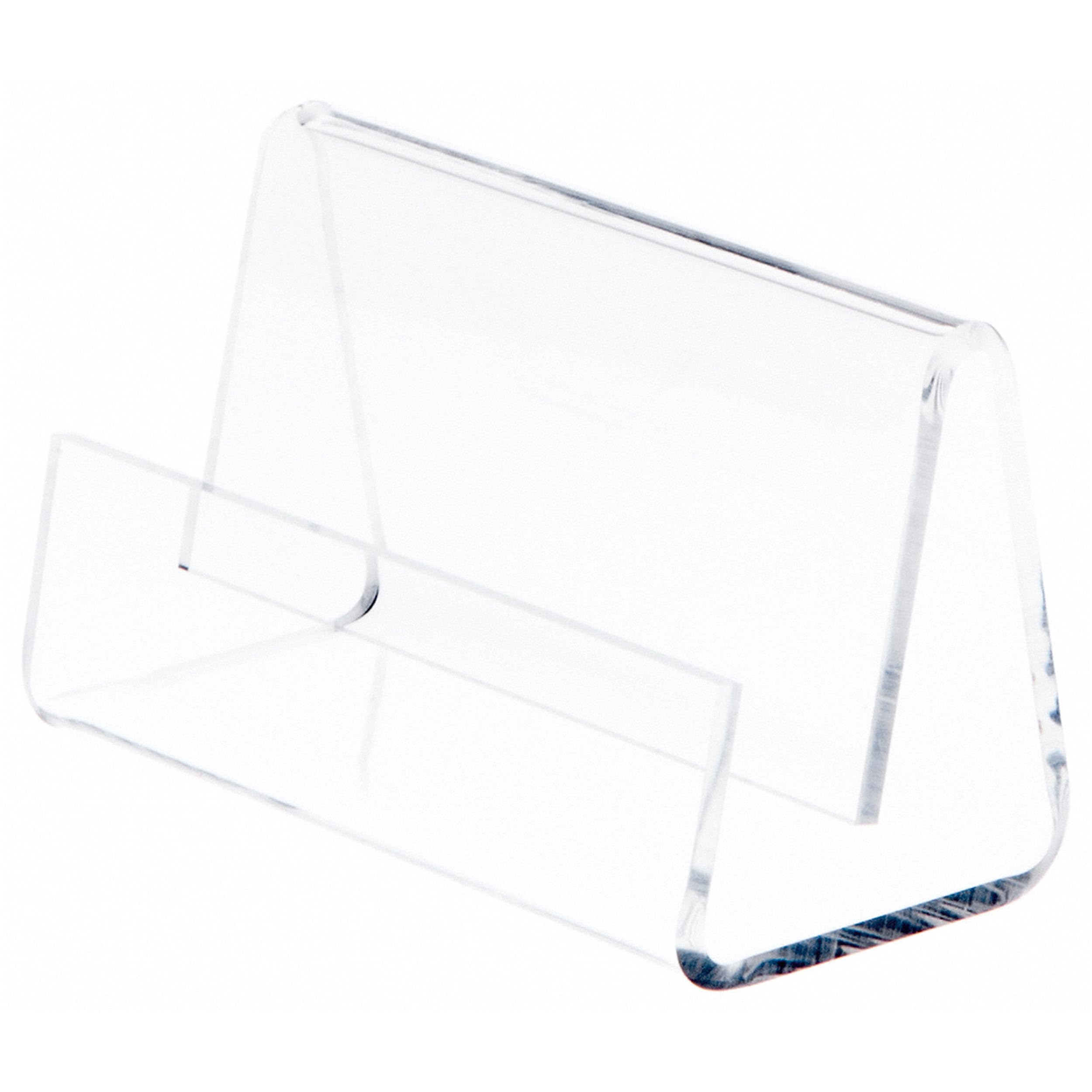 Plymor Clear Acrylic Deluxe Business Card/Postcard Holder, 3.5' W X 2.875' D X 2.125' H, Pack Of 6