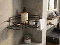 Metal Bathroom Corner Shelf Rack Self Adhesive No Drilling