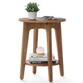 Vasagle Side Table, Small Round End Table With Lower Shelf, Nightstand For Small Spaces, Living Room, Bedroom, Rustic Walnut Ulet283T41