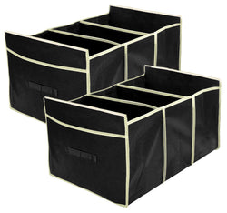 Kuber Industries 2 Pcs Foldable Trunk Storage Organizer, Reinforced Handles, Suitable For Any Car, Suv, MiniVan (Black)