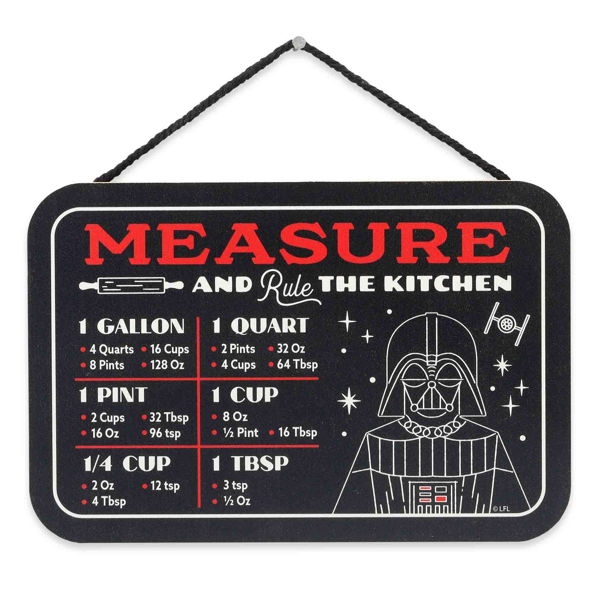 Open Road Brands Disney Star Wars Darth Vader Hanging Wood Measuring Sign - Measure and Rule The Kitchen Conversion Chart for Ho