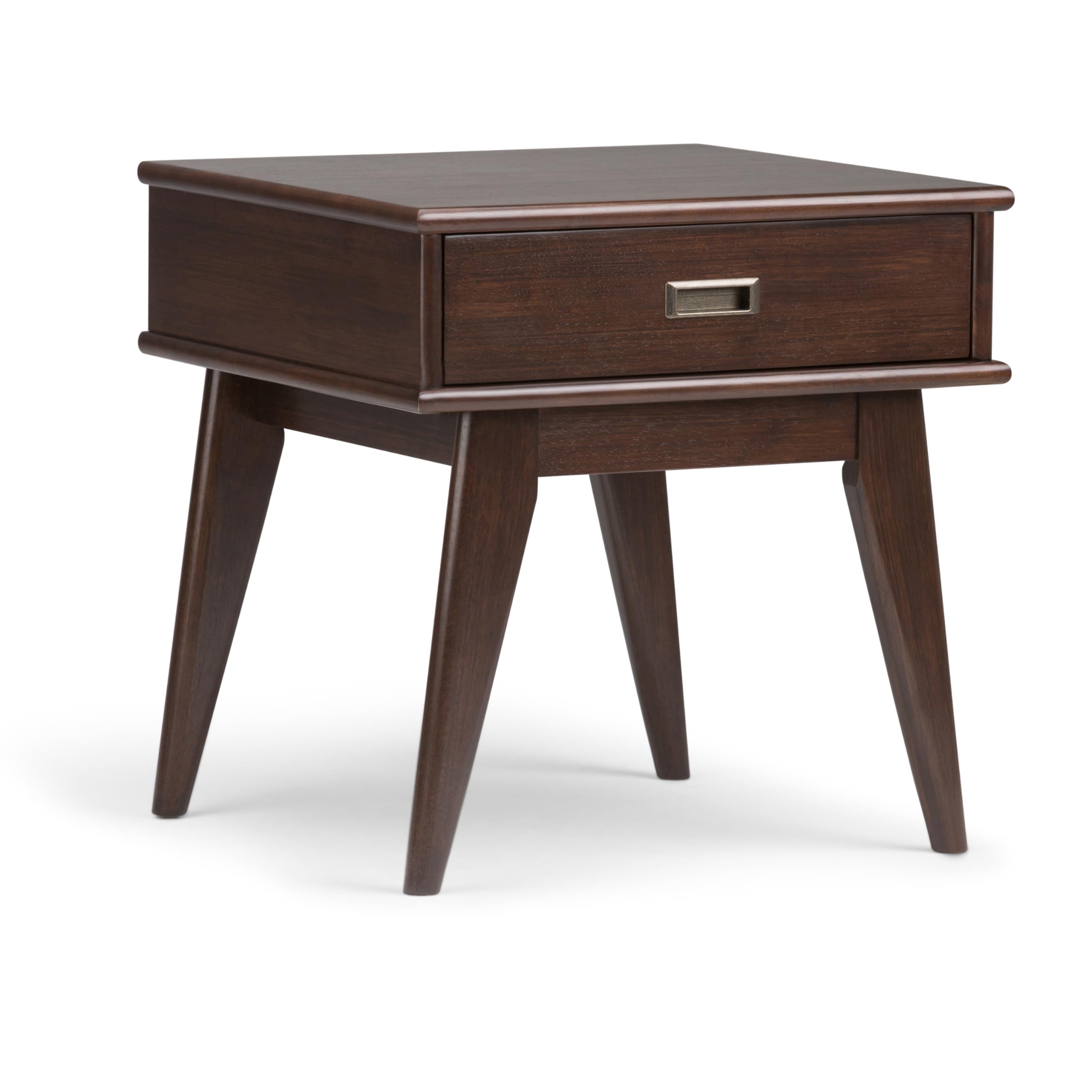 SIMPLIHOME Draper SOLID HARDWOOD 22 inch Wide Rectangle Mid Century Modern End Table in Medium Auburn Brown for the Living Room 