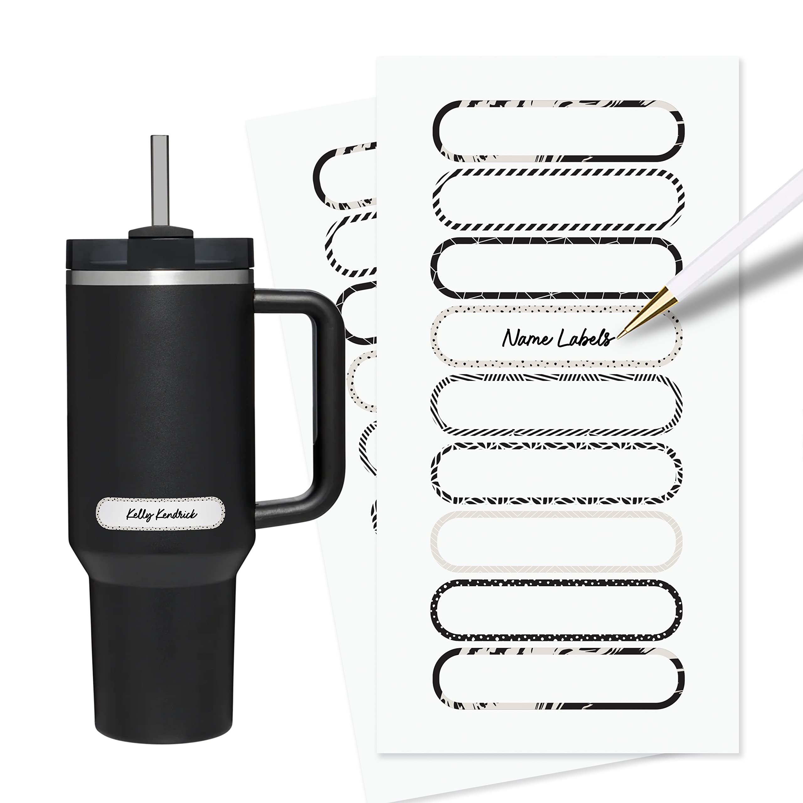 Threekin Waterproof Labels For Bottles & Containers - 72 Custom Stickers | All-Purpose & Personalizable | Dishwasher, Freezer &