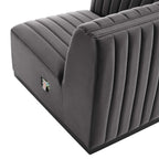 Modway Conjure Modern Channel Tufted Velvet Left Corner Chair In Gray