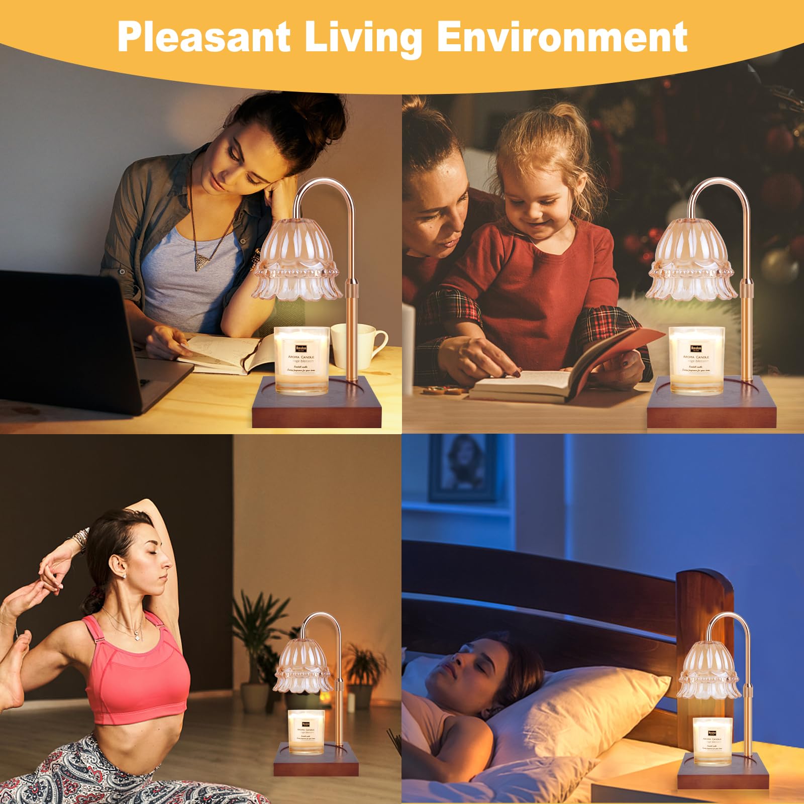 Honvinor Candle Warmer Lamp, Candle Warmer Lamp Adjustable Height, Candle Warmer Light With Timer & Dimmer, Compatible With Jar