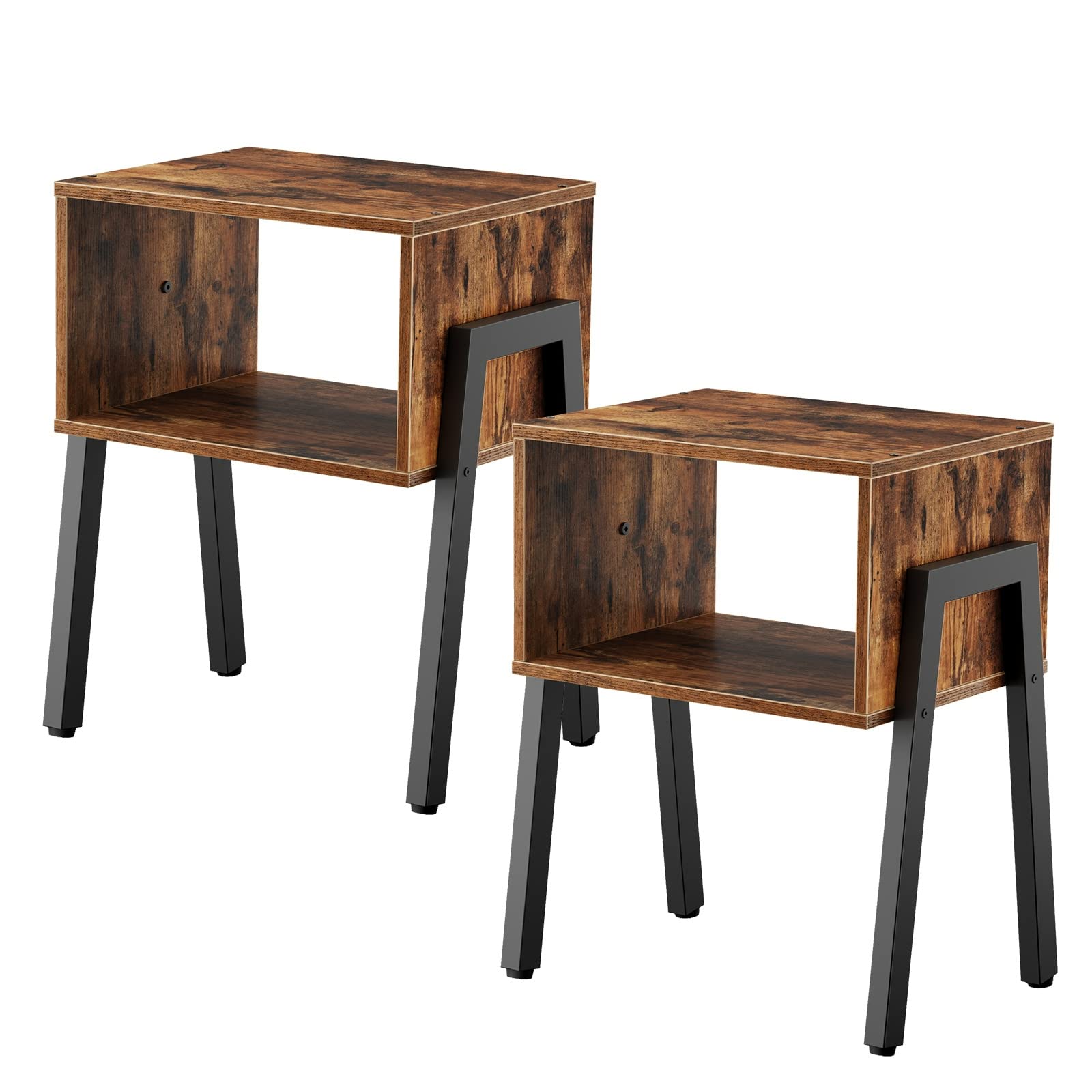 Hoobro Nightstands Set Of 2, Stackable End Table, Side Table, Bedside Tables With Open Storage Shelf, For Bedroom, Living Room,
