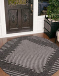 Unique Loom Outdoor Modern Collection Area Rug - Tambor (4' 1' Round, Charcoal Gray/ Ivory)