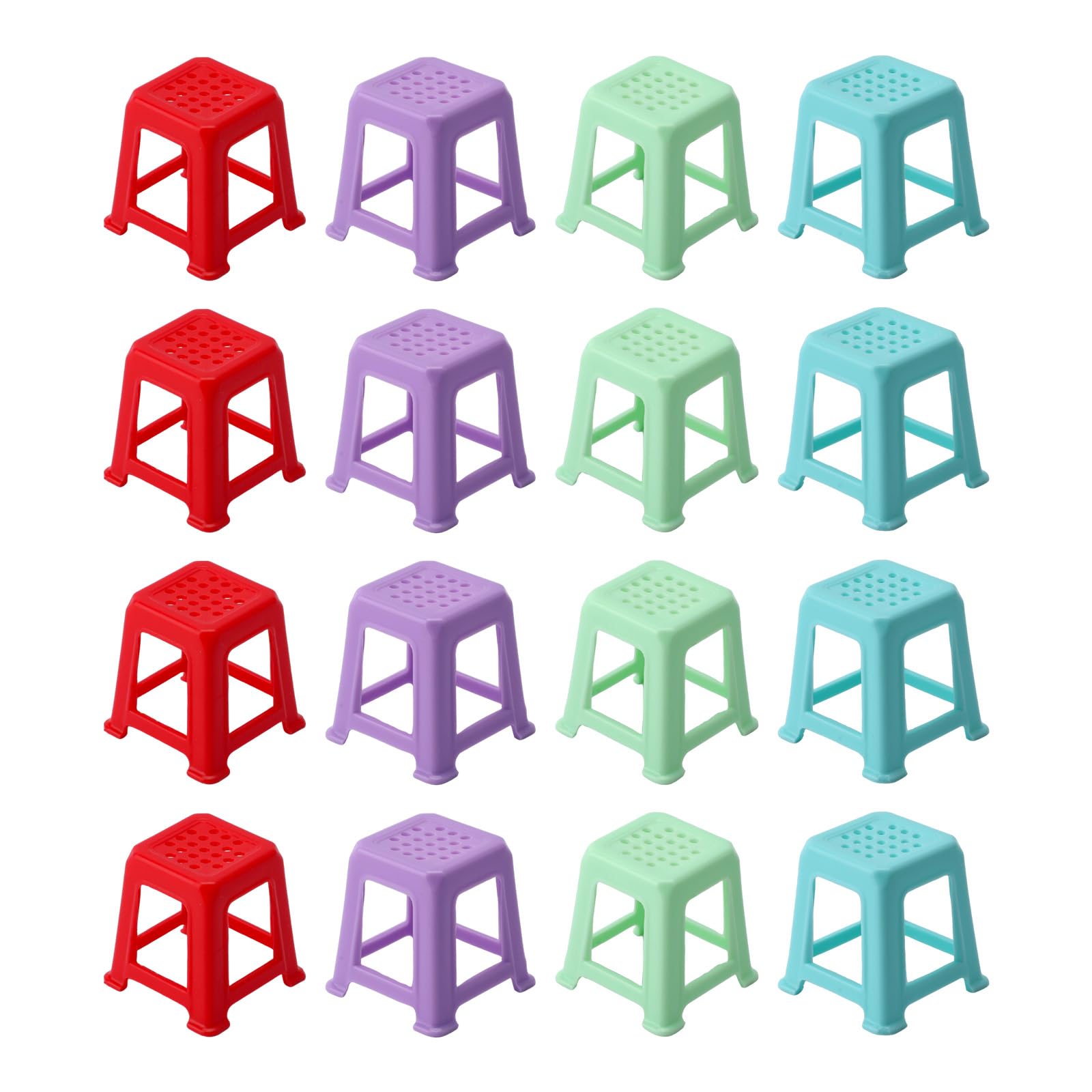 16Pcs Mini Chairs Furniture Set,Miniature Multicolor Plastic Chairs for Gardening Scene Ornaments Mini House Accessories,Mini Ca