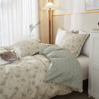Lifetb Garden Style Floral Duvet Cover Queen Soft Cotton Boho Floral Bedding Sets Chic Shabby Botanical Queen Duvet Cover Girl W