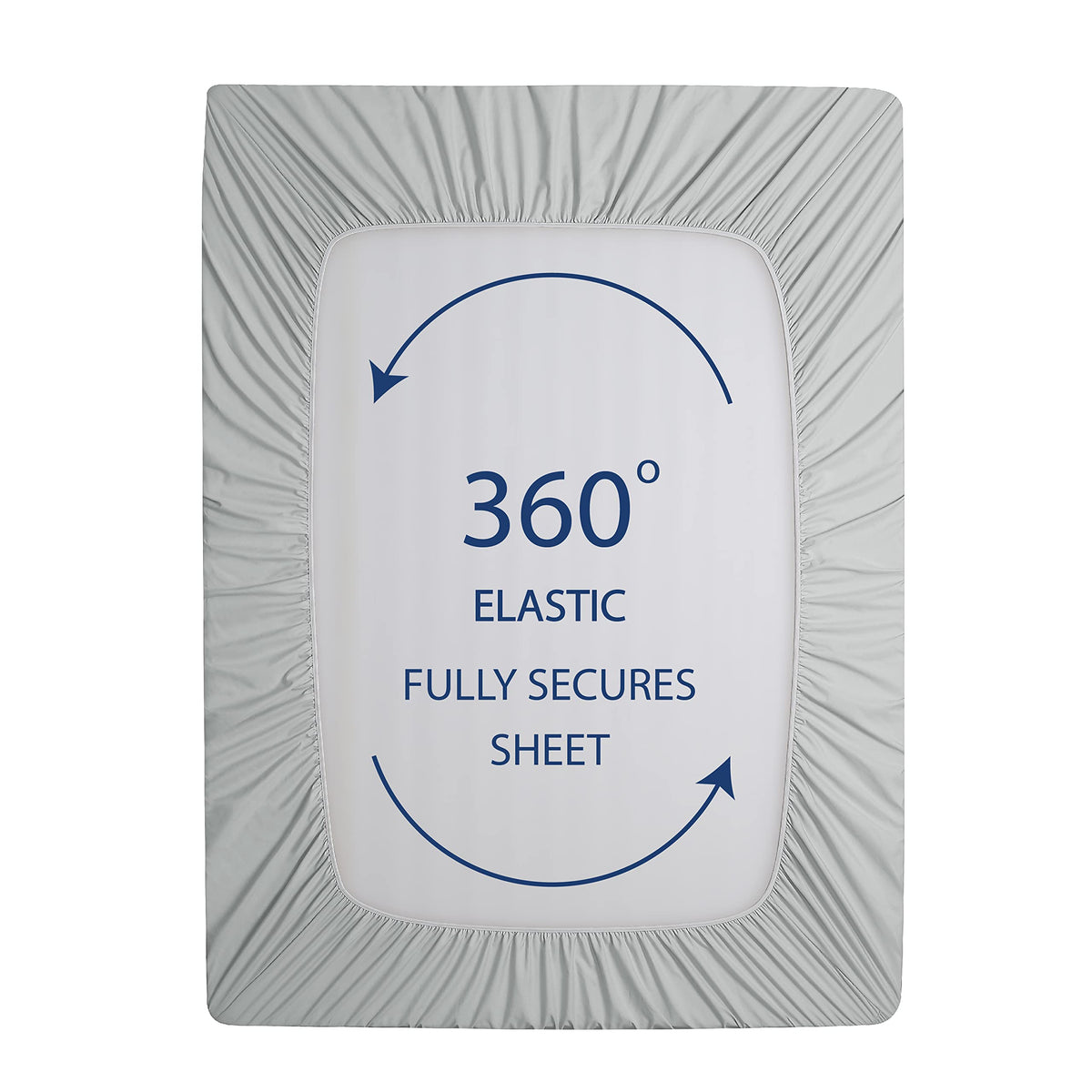 Cathay Home Queen Fitted Sheet - Double Brushed Ultra Soft – Wrinkle & Fade Resistant - 14' Standard Pocket Fitted Sheet Only - Good Fit For 12'-16' Deep Mattress (Queen, Light Gray)