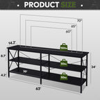 Wlive Tv Stand Up To 70 Inch Tv, 63' Entertainment Center, Tv Media Console With 3-Tier Storage Shelves For Living Room And Bedroom, Black
