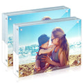 HELPLEX Acrylic Frame, 2 Pack 4x6 Acrylic Picture Frames, 20mm Thicker Frameless Clear Frame Double Sided Magnetic Frame, Free S