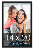 Poster Palooza 14x20 Frame Black Solid Wood Picture Frame | 0.75 Inch Moulding Width | Includes UV Acrylic Plexiglass, Foam Boar
