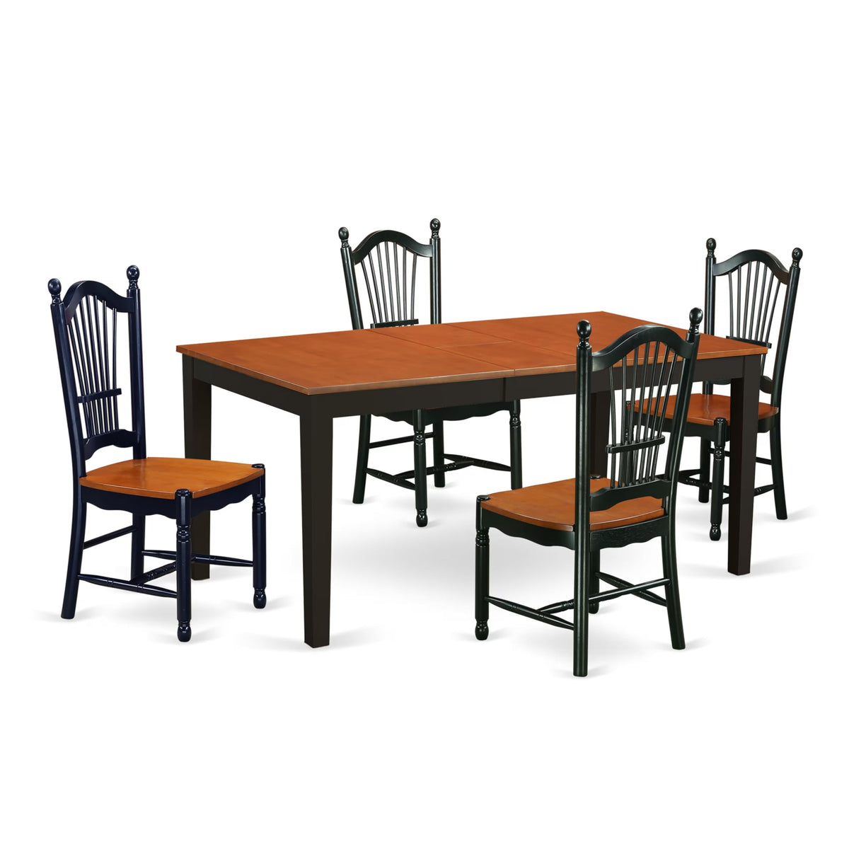 East West Furniture Nido5-Bch-W 5 Piece Dining Room Furniture Set Includes A Rectangle Kitchen Table With Butterfly Leaf And 4 Dining Chairs, 36X66 Inch, Black & Cherry
