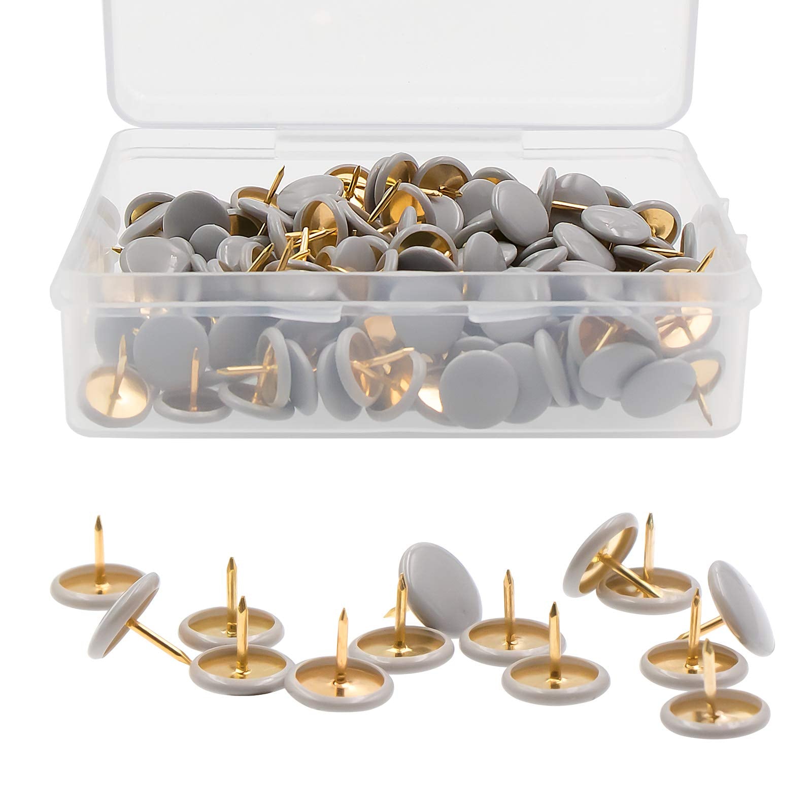 Vapker 200 Pcs Thumb Tacks Gray Plastic Round Head Thumbtacks