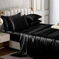 Horbaunal 6 Piece Satin Sheet Set King Size Luxury Silky & Soft Black Satin King Bed Sheet Set with 16'' Deep Pocket, 1 Fitted S