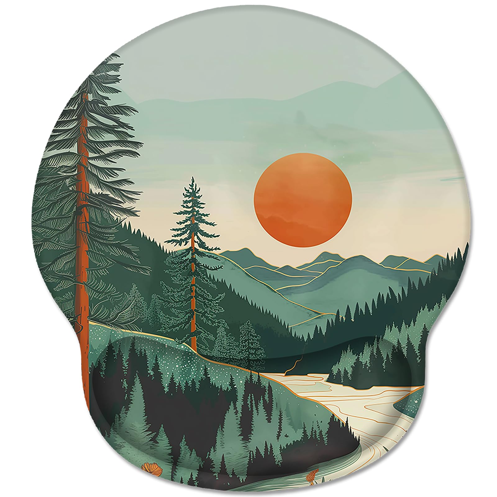 Hancynir Ergonomic Mouse Pad Wrist Support, Sunset Mountain Mouse Pads With Wrist Rest, Computer Mousepad For Desk With Non-Slip