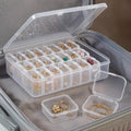 ZOCKRIX Transparent Plastic Jewellery & Accessories Storage Box with 30 Multi Compartments, Removable Grids Organizer for Earrin