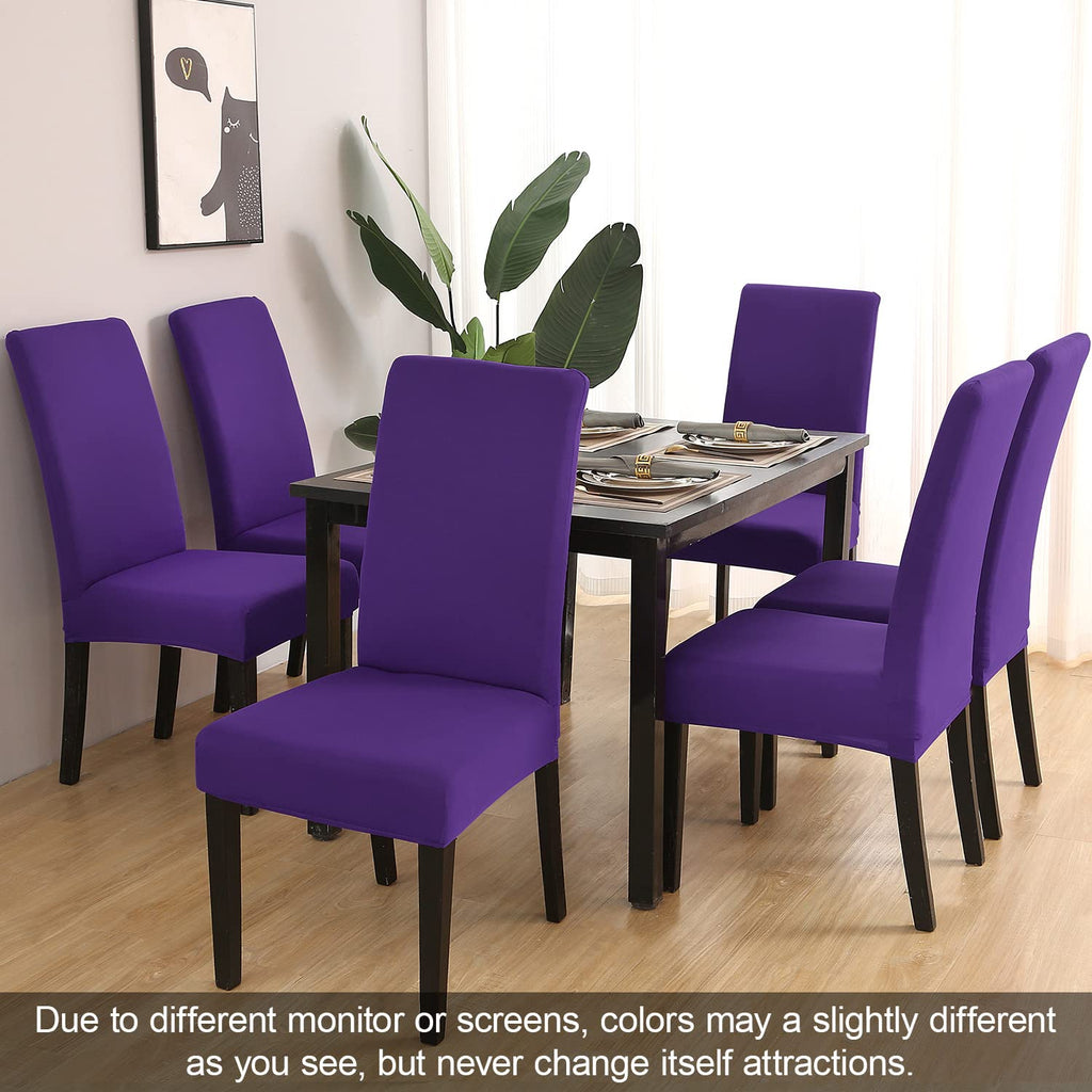 Jqinhome Dining Chair Slipcover, High Stretch Removable Washable Chair Seat Protector Cover Set Of 6,Chair Covers For Dining Room, Kitchen,Home Party,Wedding Ceremony(Purple, 6Pc)