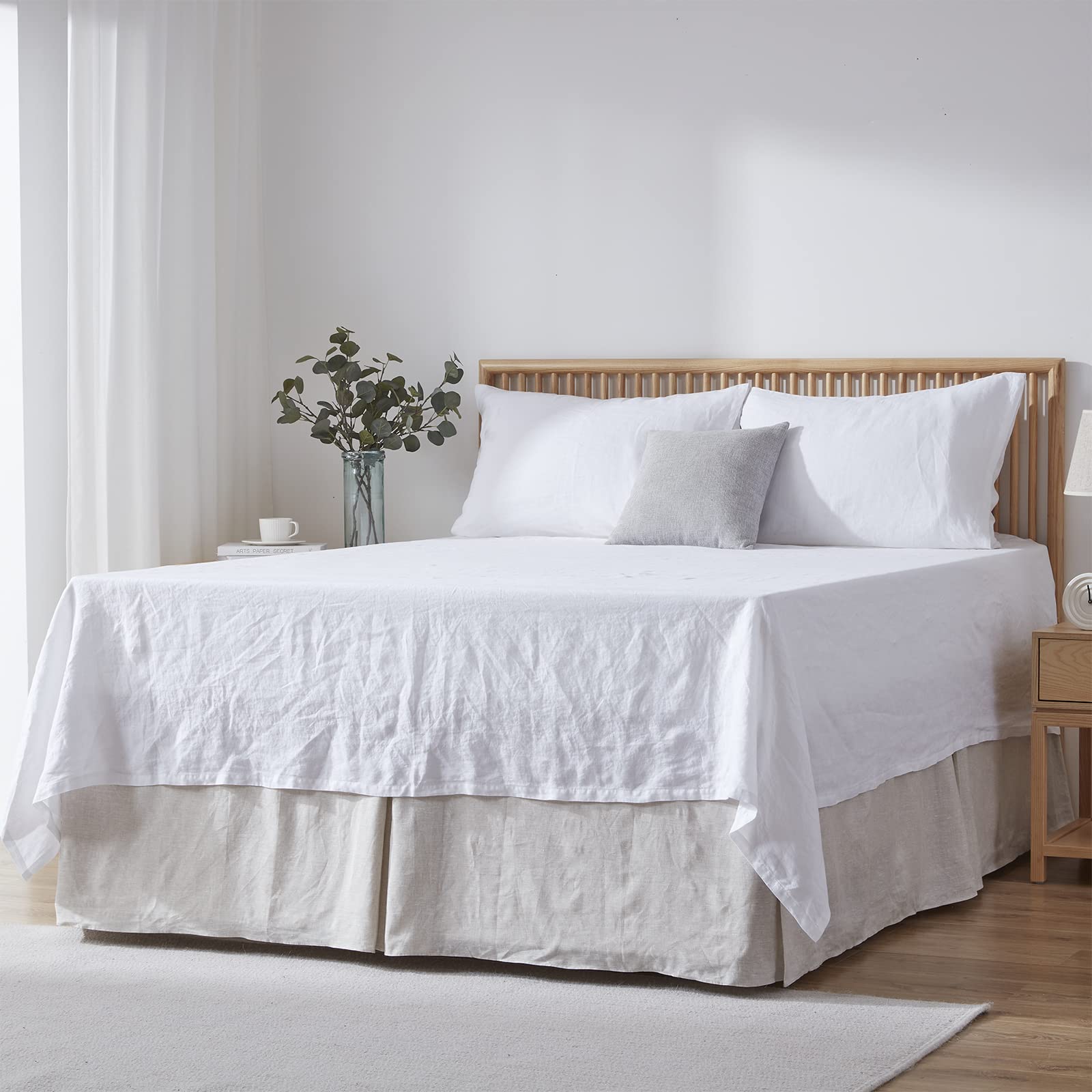 Simple&Opulence Premium Linen Bed Skirt Basic Style 18 inch Tailored Drop Dust Proof Easy Fit Breathable (18'' Basic-Linen, Twin