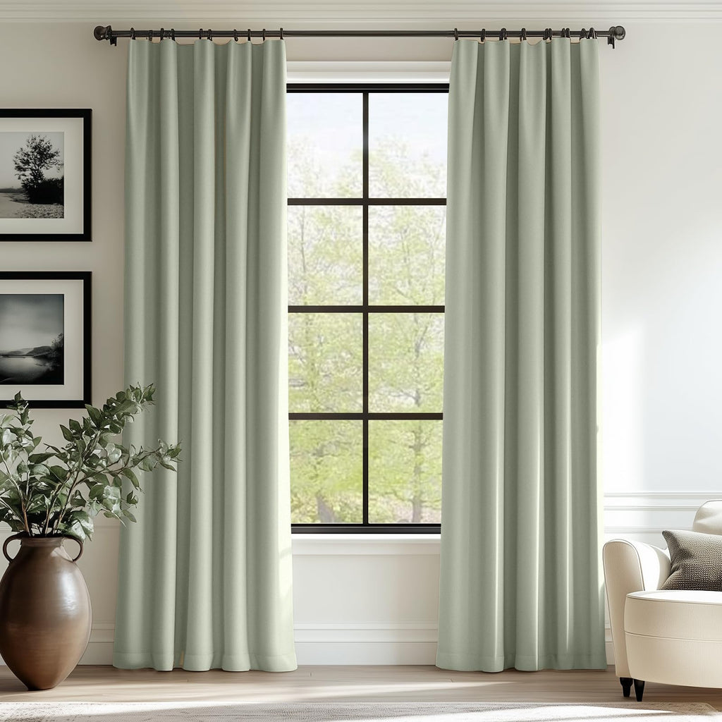 Lazzzy Grayish Green Velvet Curtains Room Darkening Thermal Insulated Curtains 120 Inch Length Window Drapes For Bedroom Living Room Super Soft Luxury Rod Pocket Window Treatment 2 Panels