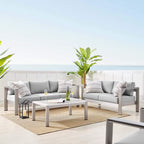 Modway Eei-4313-Slv-Gry-Set Patio Aluminum 3 Piece Set In Silver Gray