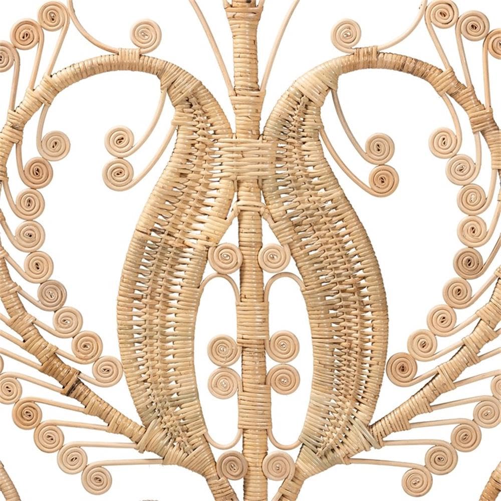 Baxton Studio Caelinus Modern Bohemian Natural Brown Rattan Queen Size Standalone Headboard