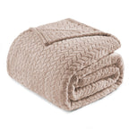 Exclusivo Mezcla Camel Fleece King Size Blanket For Bed, 90X104 Inches Soft Cozy 3D Decorative Jacquard Flannel Blankets, Lightw