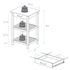 Casual Home Sunrise (Small) with Solid Harvest Hardwood Top Kitchen Island, 22.75"W, Natural&White