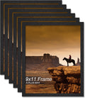 A PLUS MAX 9x11 Picture Frame Set of 6, Black Engineered Wood Frame for 9 x 11 Inch Picture Poster Photo, Light Weight 9 by 11 F
