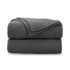 Cozecube Dark Grey Throw Blanket For Bed, Soft Cozy Cable Knit Throw Blanket For Twin Bed, Lightweight Warm Decorative Farmhouse