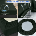 Sufdari Full Size Mattress Protector,Waterproof Mattress Protector,Fitted Sheet Style Mattress Cover With 18' Deep Pocket,Washable And Comfortable-Green,Full
