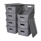 Plastic Storage Baskets with Lid-Plastic Storage Containers Stackable Storage bins: Storage Baskets for Organizing Shelves Drawe