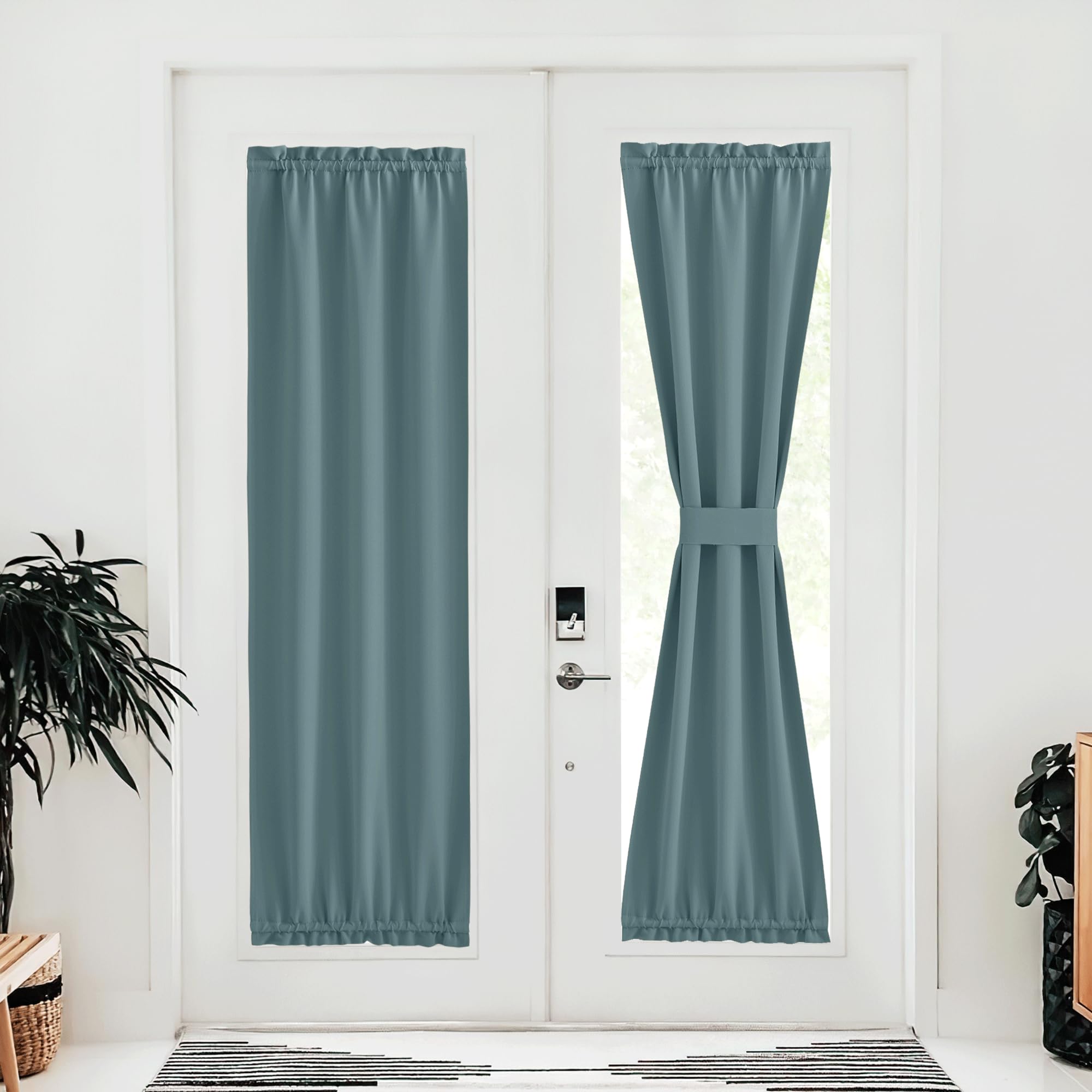 NICETOWN French Door Curtain - Privacy Blackout 30 x 72 inch Room Darkening Curtains for Glass Door/Doorway, Thermal Insulated W