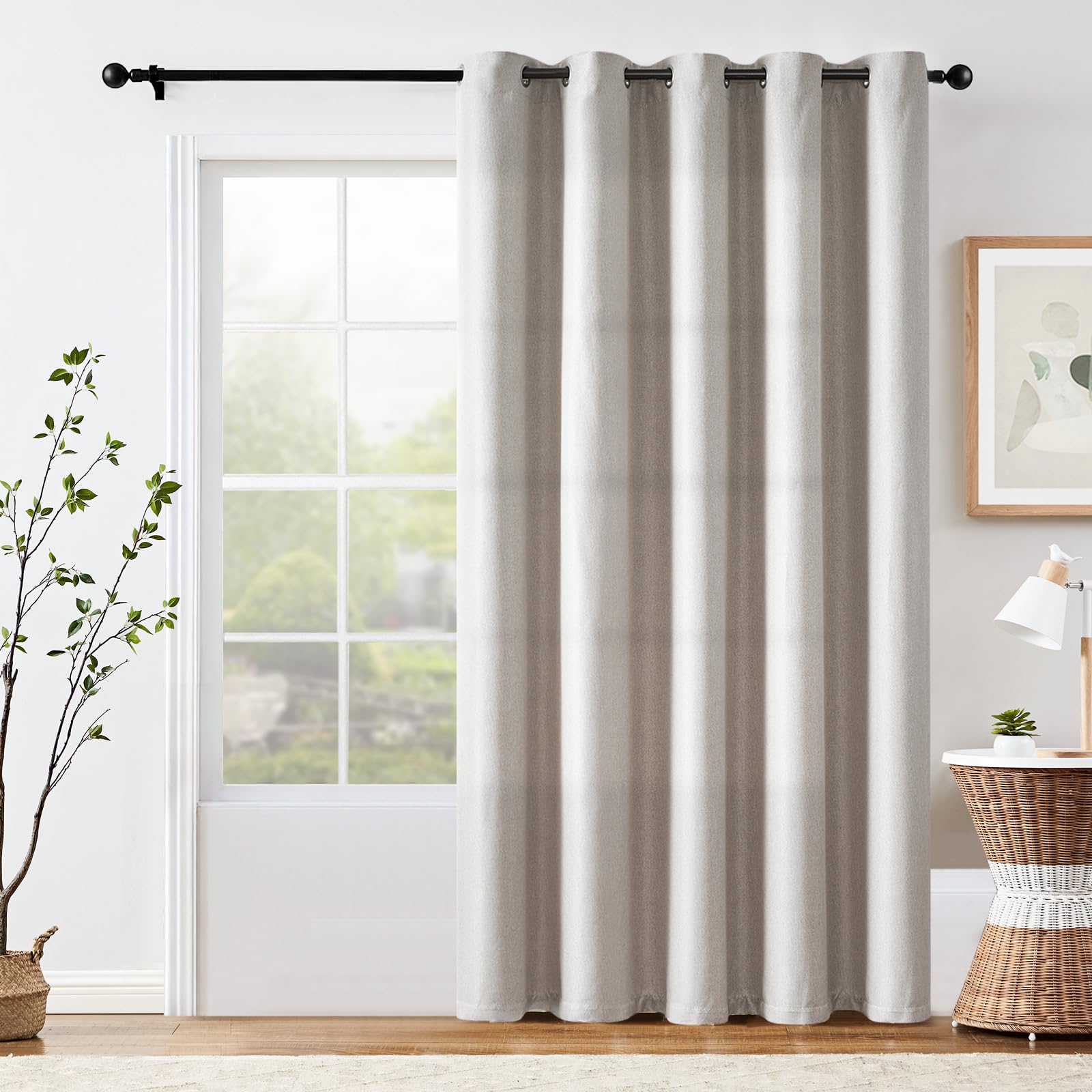 Jinchan 50% Blackout Curtain 90 Inch Length Stone White Curtain For Bedroom Living Room Curtain 1 Panel Texture Curtain Grommet Top Window Drape 72 Inches Wide By 90 Inches Long