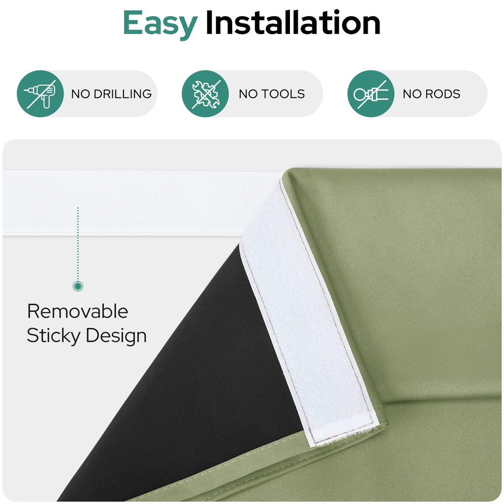 Homeideas 100% Blackout French Door Curtains, Privacy Door Curtains For Door Window, 30 X 68 Inch Room Darkening Curtains, Thermal Insulated Door Window Shades For Bedroom, (1 Panel, Sage Green)