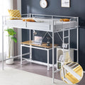 VINGLI Loft Bed Full Size with Flat Rungs for Adults, Kids and Young Teens, No Box Spring Required,Heavy Duty Metal Slat Support