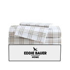 Eddie Bauer - Full Sheet Set, Cotton Percale Bedding Set, Super Soft And Cozy Home Decor, Oeko-Tex Certified (Basic Plaid Beige, Full)