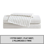 Eddie Bauer - King Sheet Set, Cotton Percale Bedding Set, Super Soft And Cozy Home Decor, Oeko-Tex Certified (Essential Stripe Beige, King)