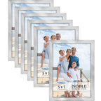 Icona Bay 5x7 Picture Frames (Silver, 6 Pack), Modern Professional Frame Set, Noble Collection