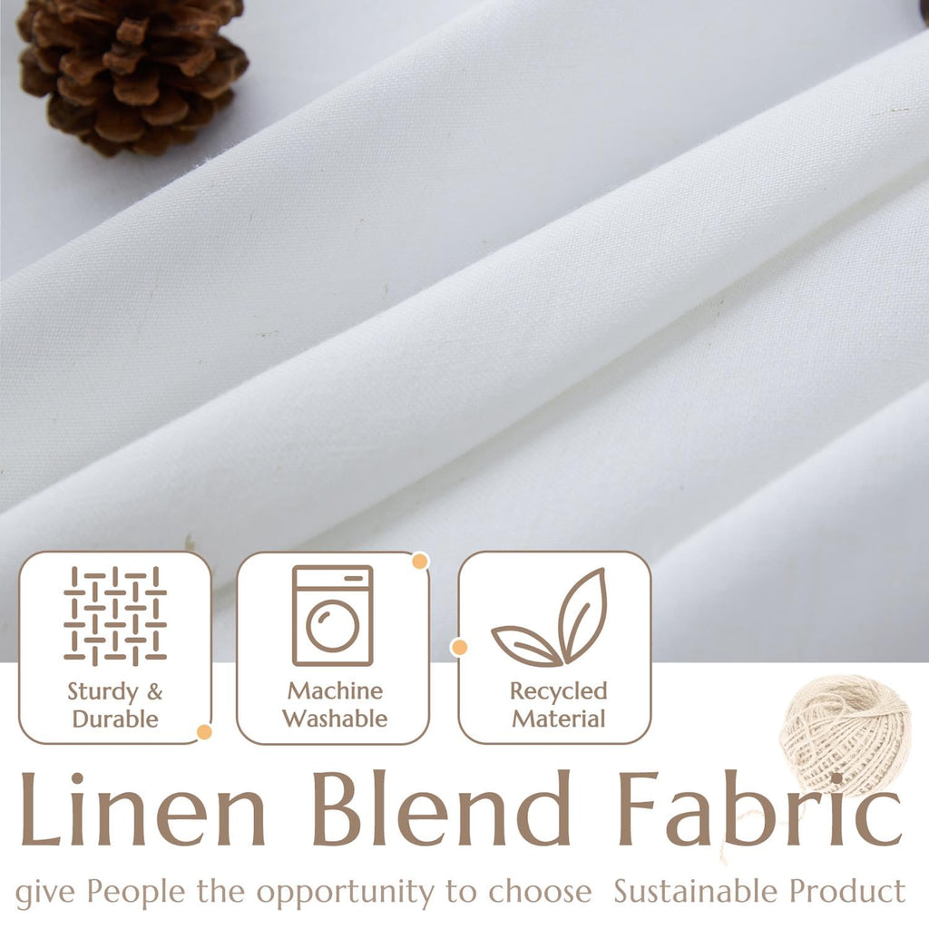 Jinchan Linen Textured Tier Curtains 36 Inch For Kitchen Windows Country Farmhouse Cafe Small Curtains Rustic Light Filtering Half Curtains For Living Room Laundry Bathroom Rod Pocket 2 Panels White