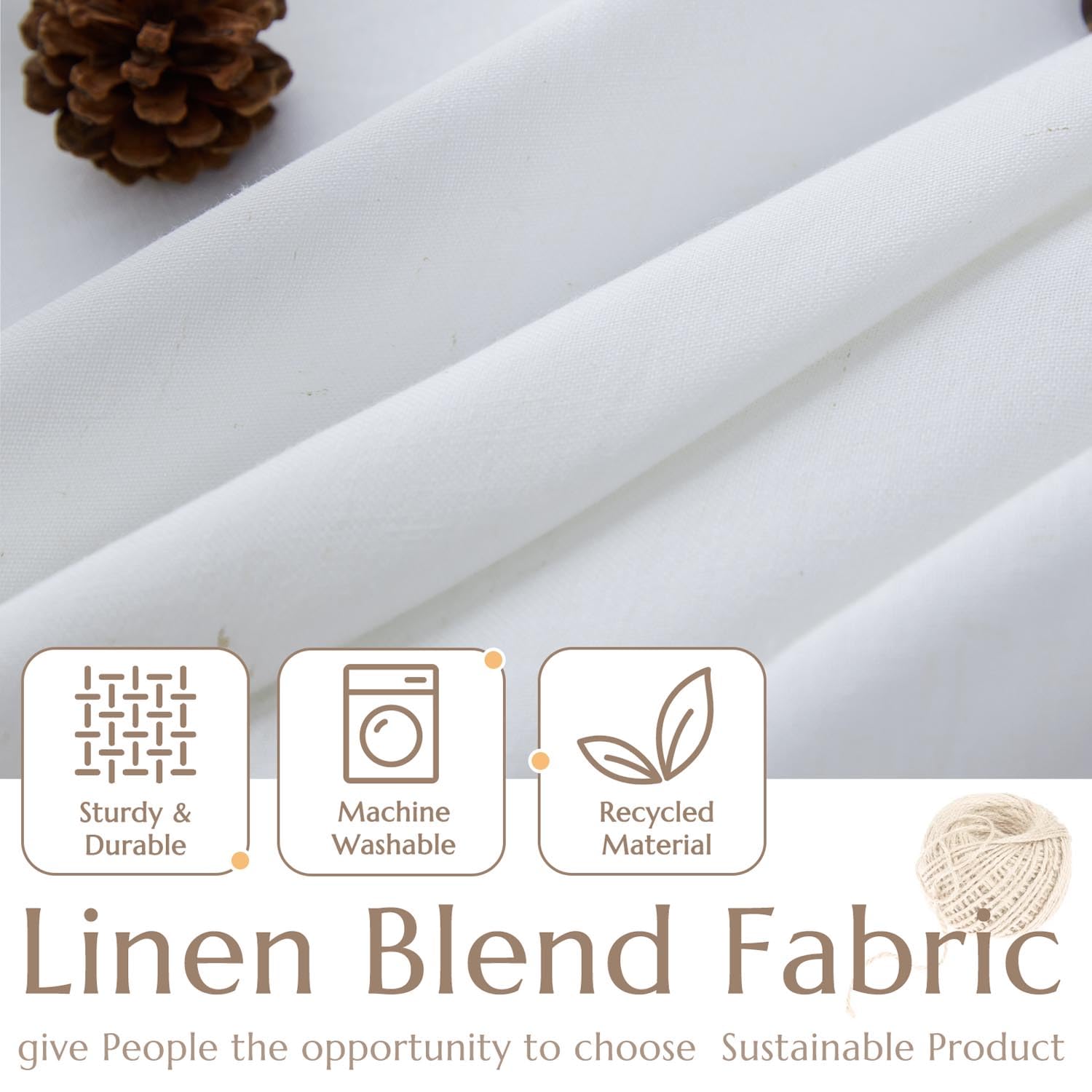 Jinchan Linen Textured Tier Curtains 36 Inch For Kitchen Windows Country Farmhouse Cafe Small Curtains Rustic Light Filtering Half Curtains For Living Room Laundry Bathroom Rod Pocket 2 Panels White